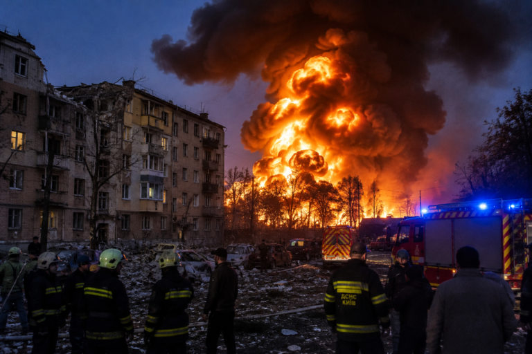 Russian Drone Strike Triggers Deadly Blast Near Kyiv, Killing at Least 37