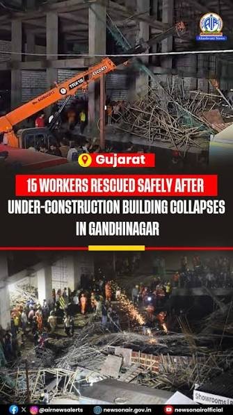 Under-Construction Building Collapses in Gandhinagar, Rescue Teams Rush to Site