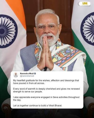 PM MODI THANKS PEOPLE ACROSS INDIA FOR BIRTHDAY WISHES AND BLESSINGS