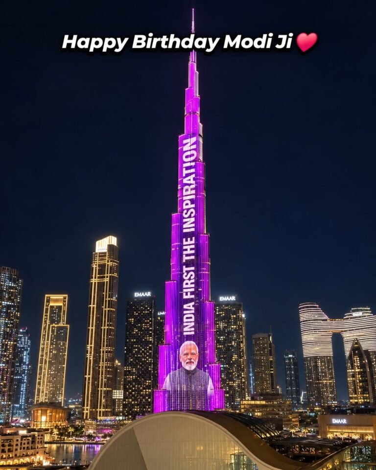 BURJ KHALIFA LIGHTS UP FOR PM MODI’S 76TH BIRTHDAY, HIGHLIGHTING INDIA-UAE TIES
